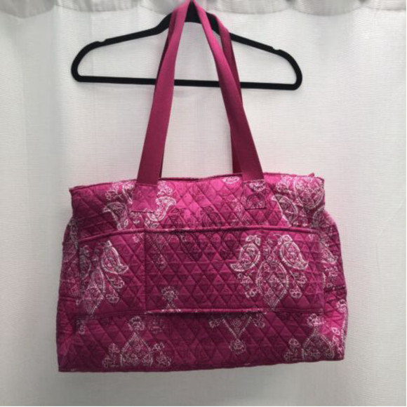 Vera Bradley Handbags - VERA Bradley Pink Stamped Paisley Large Overnight Travel Bag